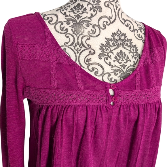American Eagle Top Babydoll Y2K Womens S Bella Elena Layers Fairy Lace Magenta - Picture 5 of 10